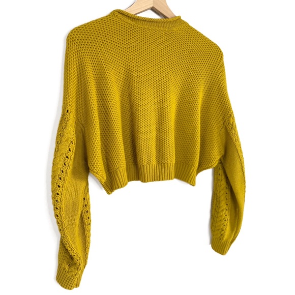 BDG Urban Outfitters Oversized Chunky Knit Cropped Sweater, Chartreuse Green -XS - Picture 7 of 10